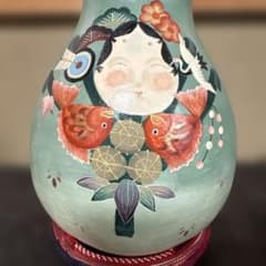 お多福さん熊手図瓢箪「台座付き」作名藤仁 - メルカリ