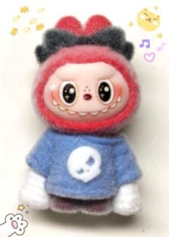 わ*子様 ラブブLABUBU水色&赤色&黒色キャラクターぬいぐるみマスコットキーのサムネイル