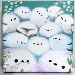 ぎゅ。❄︎15cmキャンバス❄︎シマエナガ大集合❄︎アクリル画のサムネイル