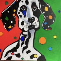 ダルメシアンB」ポップアート キャンバス画 自作40×40 抽象画アクリル