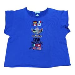 希少・デサント製 90s アディダス 万国旗刺繍 カットオフ スウェット