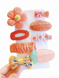 【8点セット】キッズ ヘアアクセサリー 女の子 まとめ売り オレンジ 黄色 幼児のサムネイル