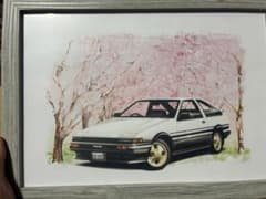 AE86 トレノ イラスト 額縁入り