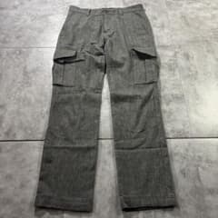 ÉDIFICE Herringbone Slim Fit Cargo Pants, Wool, Charcoal, Size 42 (S)