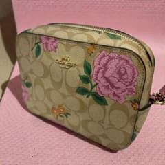 希少】COACH コーチ ショルダーバッグ 花柄 2465 ベージュ - メルカリ