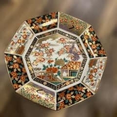 有田焼 青藍窯 古伊万里焼 金欄手 八角皿 大皿 金彩 詳細不明 有田焼 金欄手 八角皿 大皿 絵皿 古伊万里焼 青藍窯