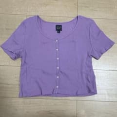 GAP 半袖 リブカーディガン パープル Mのサムネイル