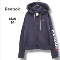Reebok　フルジップスウェットパーカー　M　ネイビー　裏地フリース　綿