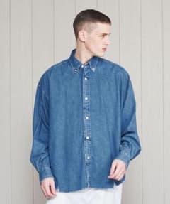 H BEAUTY&YOUTH エイチ デニムシャツ ダメージ加工 L インディゴ