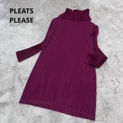 加藤　　　イッセイミヤケ　タートルネック　ワンピース　ボルドー 加藤様専用 イッセイミヤケ タートルネック ワンピース ボルドー