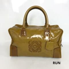 LOEWE ロエベ アマソナ カーキ パテントレザー エナメル アナグラム