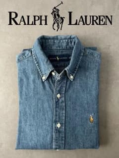【美品】ラルフ ローレン デニム シャンブレー シャツ インディゴ S 長袖