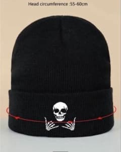 ビーニー スカル・骸骨 刺繍 ニット帽 アクリルニット帽 y2k ユニ