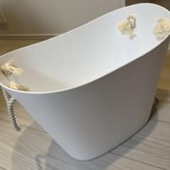 ホワイト 収納バスケット ロープハンドル付き19L 27x40x30.5cmのサムネイル