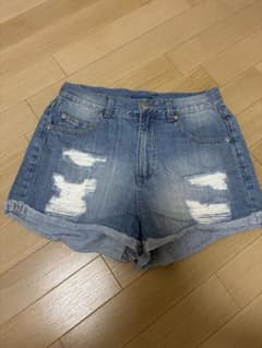 デニムショートパンツ ダメージ加工 ライトブルーのサムネイル