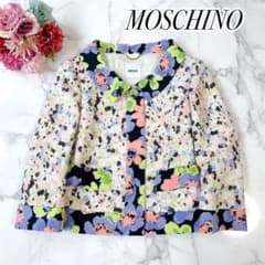 MOSCHINO(モスキーノ) カーディガン サイズI 42 レディース美品  - イエローグリーン×白×マルチ 長袖/花柄/BOUTIQUE/異素材切替 MOSCHINO - MOSCHINO(モスキーノ) カーディガン サイズI 42 レディース