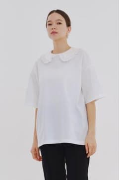 Yori フロッキードット丸襟tee ホワイト - メルカリ