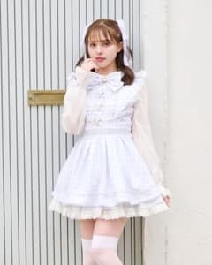 LIZLISA ギンガムツイードセットアップ 長袖 水色 サックス 量産型