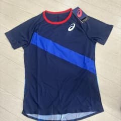 ASICS メッシュTシャツ ネイビー/ブルー/レッド