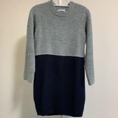 ニットワンピース　紺×グレーのサムネイル