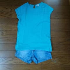 DKNY デニムショートパンツ Zara Girls半袖Tシャツ セットのサムネイル