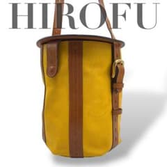 超希少 HIROFU ヒロフ☆バケツ型 ショルダーバッグ シボ革 ロゴ型押し 