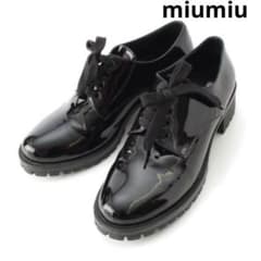 ♡極美品♡miumiu 厚底 ローファー ブーツ 靴 レースアップ エナメル 