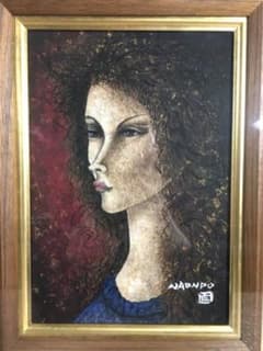 ○中村直人 「リラ」 肉筆 ガッシュ 直筆サイン/裏書 絵画 藤田嗣治 親交 ○中村直人 「リラ」 肉筆 ガッシュ 直筆サイン/裏書 絵画 藤田