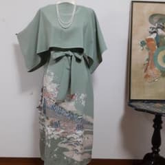 リメイク着物ロングワンピースボレロ付き正絹L色留袖 - メルカリ
