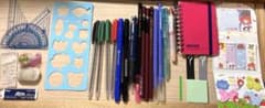 文房具　まとめ売り　ボールペン　鉛筆　ふせん　定規　分度器のサムネイル
