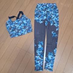 スカーラ ヨガウェア 上S 下XSセット 花柄 ブルー - メルカリ