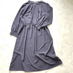 Hina Style 3L ロングワンピース パールボタン くすみパープルのサムネイル