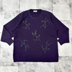 MIMOSE ニット セーター パープル ビーズ刺繍 花柄 レトロのサムネイル