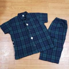 無印良品　パジャマ　MUJI　キッズ　男女兼用　100　半袖　チェック　夏物のサムネイル