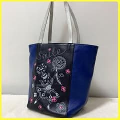 未使用級 オレボレブラ シボ革 刺繍 トートバッグ 収納多数 マチあり 