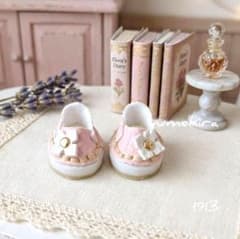 Shoes with flowers, pink, No. 1913, for Petite Blythe, Petite Icy Doll, Middie Blythe.