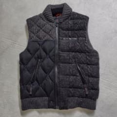 値下げ　DIESEL ディーゼル　ダウンベスト ケーブルニット　キルティング 極美品 ディーゼル ダウンベスト ケーブルニット キルティング ウール