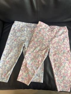 anyFAM 花柄スキニーパンツ パープル ピンク2枚セット 90 おまけ付のサムネイル