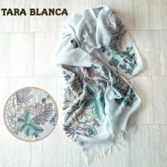 ターラブランカꕤシルク混 ボタニカル 花柄刺繍 大判ストール ショール