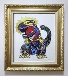 SALE【F10号】ジミー大西（ゴジラ）手描き/表裏サイン有り/油彩/額縁