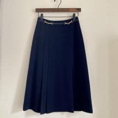 美品】Vintage CELINE ネイビー サイドプリーツ スカート - メルカリ