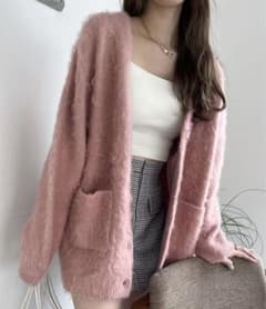 Heather シャギーカーディガン ピンクのサムネイル
