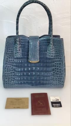 【JRA認定/希少色】SANPO 三宝 クロコダイル センター取り ブルーグレー JRA認定/希少色】SANPO 三宝 クロコダイル センター取り ブルーグレー