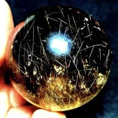 50mm ゴールドルチルクォーツ 丸玉 スフィア 金針水晶 - メルカリ