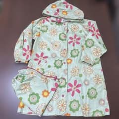 キッズ レインコート 花柄 収納ポーチ付きのサムネイル