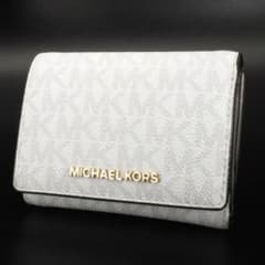 【超美品】　MICHAEL KORS 三つ折り財布 ホワイト MKシグネチャー柄 超美品】 MICHAEL KORS 三つ折り財布 ホワイト MKシグネチャー柄 | Mercari