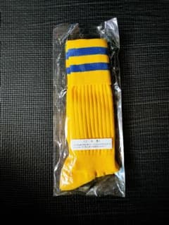 【新品】サッカーソックス 黄色 青いストライプ 19-21cmのサムネイル