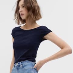 GAP モダン キャップスリーブtシャツ ネイビーのサムネイル