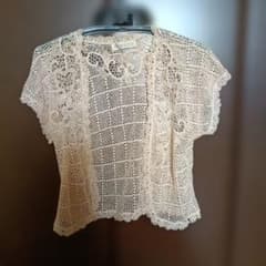 アンティーク　Hand Crocheted ボレロ 絹100%　上海手編みのサムネイル