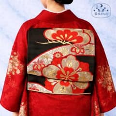 QQ3-140 袋帯 単品 六通 黒 赤 シルバーゴールド 410㎝ 格安商品